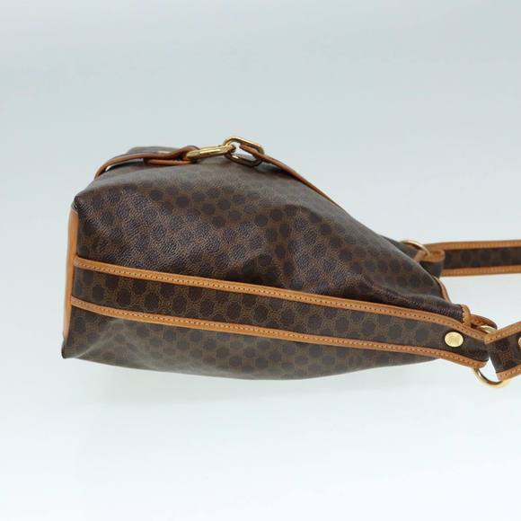 CELINE Macadam Canvas Shoulder Bag PVC Leather Brown Gold Auth 89237 - Picture 3 of 16